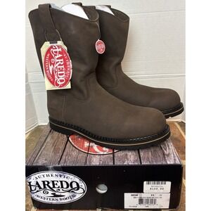 Men's Laredo Sz 11w Brown Ruf Rider Pull‎ On Soft Toe NST Work Boots 68144